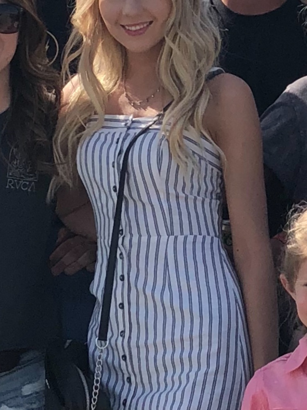 Striped Button-Front Sundress in White and Navy